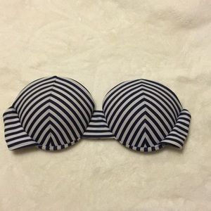 Navy blue & white striped bikini top